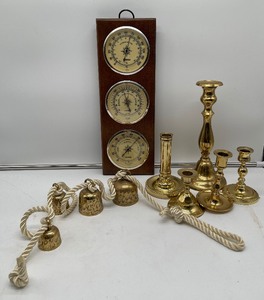lot 64 image: Brass Candlesticks with Bells LOT