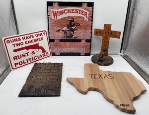lot 74 image: Western Theme Decor.  Winchester Metal Sign
