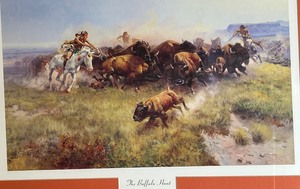 lot 95 image: The Buffalo Hunt by Charles Russell