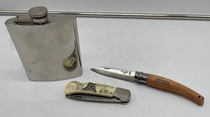 lot 126 image: Flask and Pocket Knives lot Opinel France pocket knife
