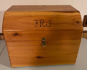 lot 128 image: Wood Trunk Handmade Initials FAS