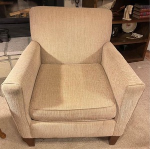lot 160 image: BeigeTan Almond Colored Arm Chair, Contemporary Style