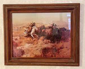 lot 161 image: Charles Russell Indian Buffalo Hunt Framed Print