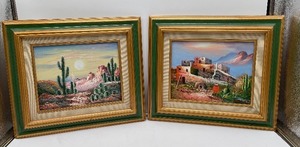 lot 178 image: Two Small Oil on Canvas Desert Scenes