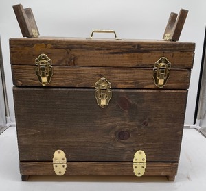 lot 216 image: Wooden Gun Cleaning Case with tools