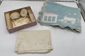lot 225 image: Lot of Vintage Baby Items, Dresser Set misc