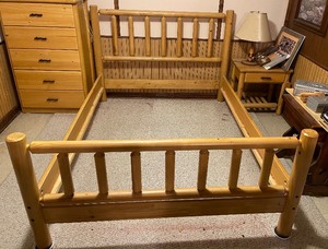 lot 237 image: Queen Size Log Bed Style Headboard Footboard and Frame