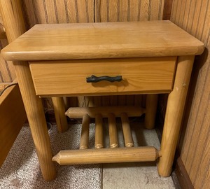 lot 239 image: Log Style Nightstand (matches dresser and headboard)
