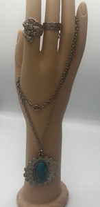 lot 310 image: Two very small Sterling Silver rings and one costume necklace