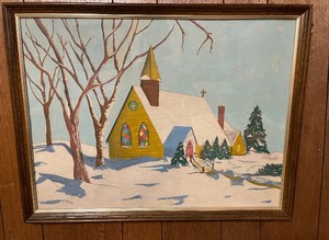 lot 248 image: Homemade Winter Church Scene
