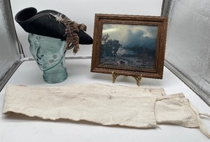lot 279 image: Quaker Military Hat, Buffalo pictures and rifle bag hand made