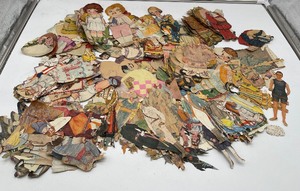 lot 289 image: Large Lot of Vintage Paperdolls, Most handmade