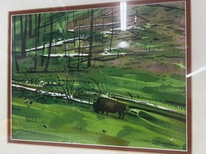 lot 199 image: Donald Maier Watercolor California Artist Buffalo Subject Matter