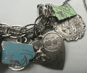 lot 54 image: Vintage Charm Bracelets lot of 2 one adult, one child bracelet