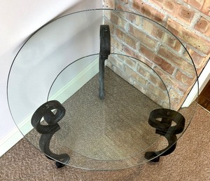 lot 116 image: Delightful Double Tiered Glass Accent Table