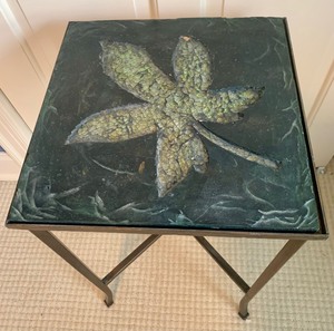 lot 81 image: Pretty Slate Metal, Glass Mosaic Side Table