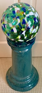 lot 80 image: Gorgeous Glass Multi-Colored Gazing Globe and Stand