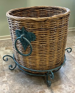 lot 148 image: Decorative Woven Basket with Metal Accents