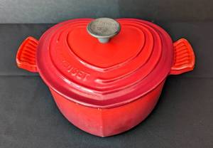 lot 13 image: Le Creuset Red Enamel Cast Iron Heart Pot
