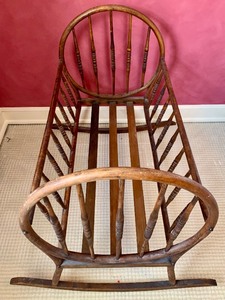 lot 98 image: Large Pretty Wood Vintage Baby Cradle