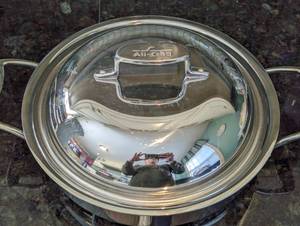 lot 46 image: All Clad Stainless Steel 3qt Covered Pan