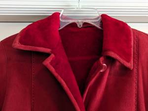 lot 212 image: Carolina Herrera Red Suede Full Length Coat