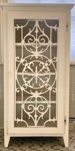 lot 58 image: Shabby Chic Style White Wood and Metal Cabinet