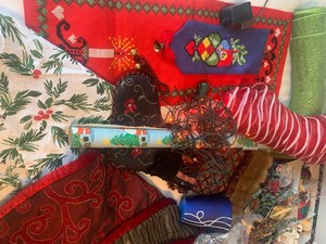 lot 69 image: Christmas Collection Including, Rug, Tree Skirt, Stocking, Ornaments and More