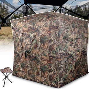 lot 165 image: HUNT MONSTER Hunting Blind 2-3 Person with Tri-Leg Hunting Stool