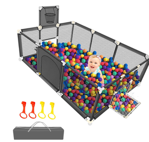 lot 178 image: Large Playpen for Babies and Toddlers - Baby Ball Pit Sturdy Play PenYard WBasketball Hoop