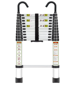 lot 215 image: Telescopic Ladder, 12.5FT RIKADE Aluminum Telescoping Ladder with Non-Slip Feet and Stable Hook