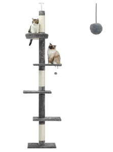 lot 228 image: PETEPELA Cat Tower 5-Tier Floor to Ceiling Cat Tree Height(95-107 Inches)