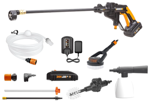 lot 233 image: WORX 20V Cordless Pressure Washer WG625.4 Portable Power Hydroshot Cleaner Suitable for Car Washing & Surface Cleaning w Accessories
