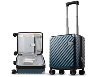 lot 240 image: LUGGEX Underseat Carry On Luggage with Wheels - 16 Inch, Navy Blue