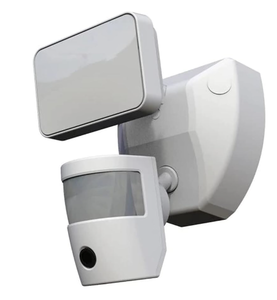 lot 242 image: HeathZenith Video Wi-Fi Connected White Wired Single Head Motion Activated Outdoor Security Integrated LED Flood Light 1200 Lumens