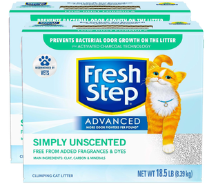 lot 151 image: Fresh Step Advanced, Unscented Clumping Cat Litter, Extra Large, 37 lbs total (2 Pack of 18.5lb Boxes)