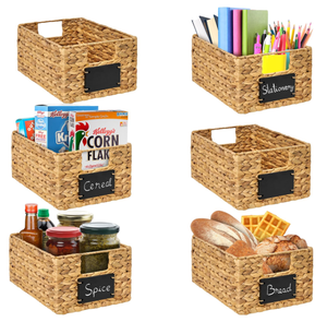 lot 155 image: BARIEN 6 Pcs Natural Water Hyacinth Storage Baskets Chalkboard Label Chalk Marker