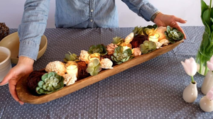 lot 327 image: MAINEVENT Rustic Wooden Dough Bowl - 30 Inch Long Decorative Carved Bowl for Bread, Centerpiece