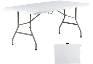 lot 266 image: Go-Trio 6 Foot Folding Table 6ft Portable Plastic Tables for Party