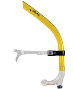 lot 376 image: FINIS Original Center-Mount Swimmers Snorkel for Lap Swimming and Swim Training, Yellow, Adult