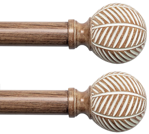 lot 385 image: Wood Curtain Rods for Windows 1 Inch Diameter Adjustable Drapery Rods 72 to 144