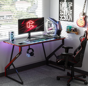 lot 401 image: CubiCubi Simple Gaming Desk Z Shaped 40 inch Gamer Workstation