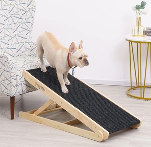 lot 403 image: SweetBin Wooden Adjustable Pet Ramp for All Dogs and Cats