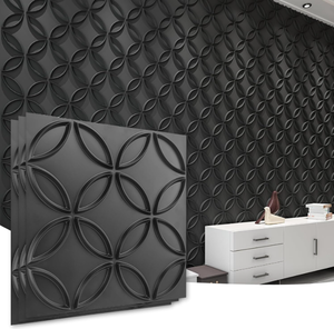 lot 409 image: Art3d PVC 3D Wall Panel Interlocked Circles in Matt Black Cover
