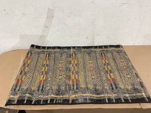 lot 173 image: Liora Manne Marina Low Profile Durable IndoorOutdoor Woven Rug- Tribal Stripe Black 27 x 43