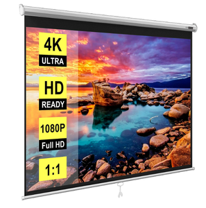 lot 389 image: VIVOHOME 120 Inch Manual Pull Down Projector Screen, 11 HD Retractable Widescreen