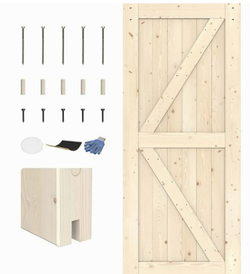 lot 392 image: WINSOON 36 x 84 inch Unfinished Sliding Barn Door