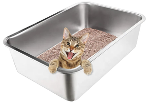 lot 500 image: Stainless steel cat litter box