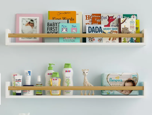 lot 534 image: Wallniture Madrid Kids Bookcases, Wall Shelves for Nursery Decor, 36, White, Set of 2