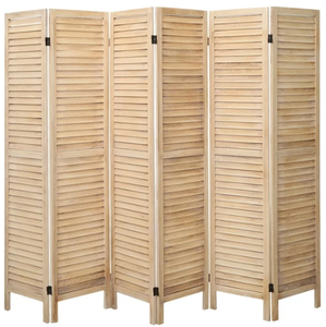 lot 43 image: 6 Panel Louver-Design Wood Room Divider Folding Screen
